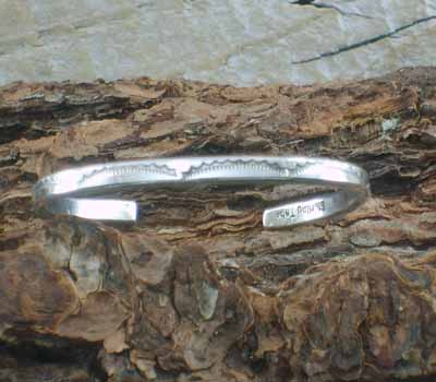 Native American Indian Child's Cuff Bracelet - sz 4 1/2 Silver A